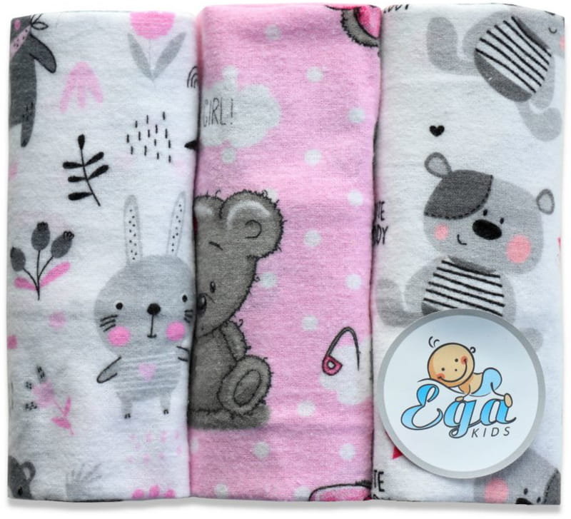 Ega Kids Zestaw Pieluszki Drukowane Flanelowe 3 szt. 70 x 80 cm