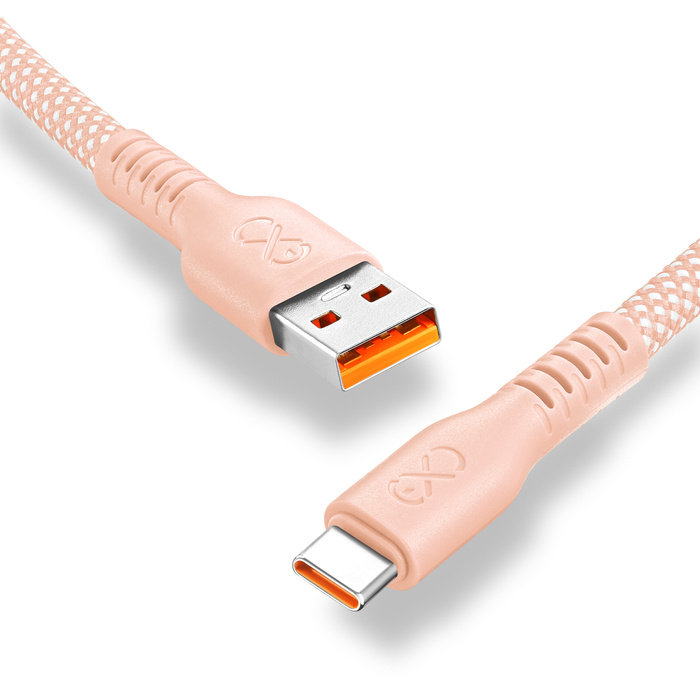 Kabel USBA-USBC eXc IMMORTAL, 2.0m, brzoskwiniowy