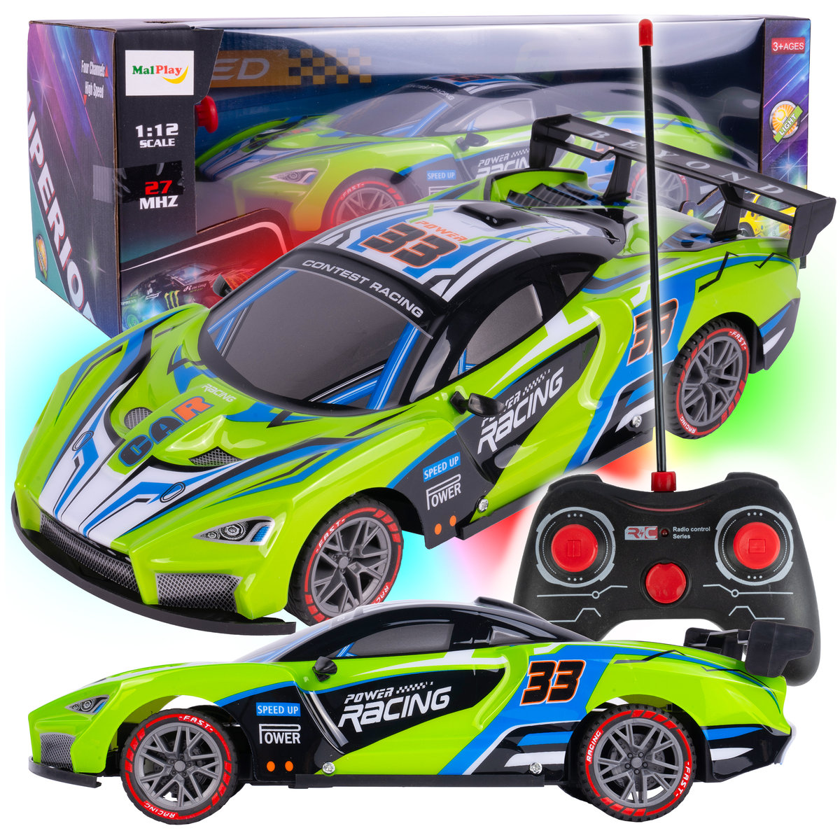 Samochód Zdalnie Sterowany Rc 1:12 Auto Na Pilota Podświetlanie Led