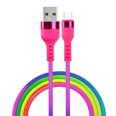 Kabel USB - USB Typ-C SETTY KNA-C-1.22.113 1.2 m Tęczowy