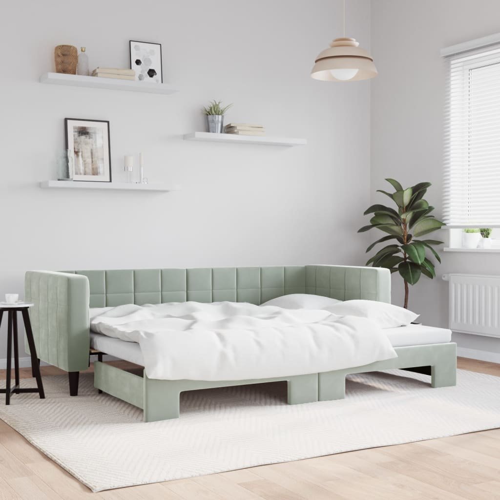 vidaXL Sofa rozsuwana, jasnoszara, 80x200 cm, aksamit