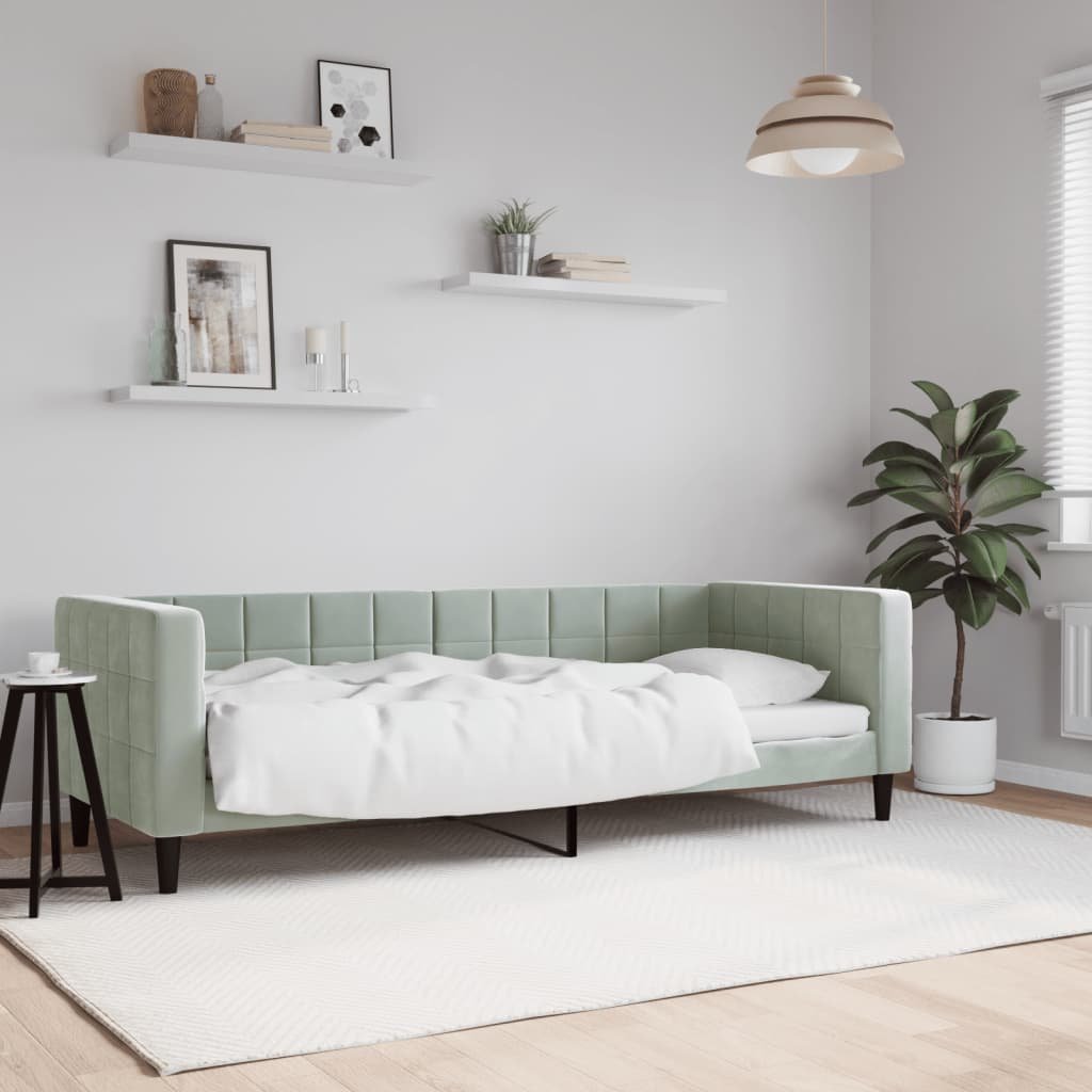 vidaXL Sofa z funkcją spania, jasnoszara, 80x200 cm, obita aksamitem