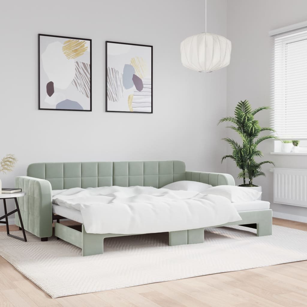 vidaXL Sofa rozsuwana, jasnoszara, 80x200 cm, aksamit