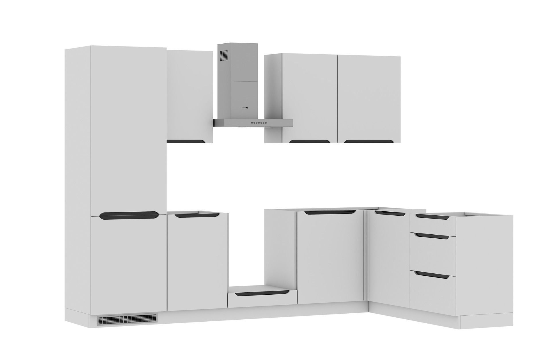 Zestaw Mebli Kuchennych Capri Prawy 280X180 Cm Mdf Folia Biały Mat Cichy Domyk Blum