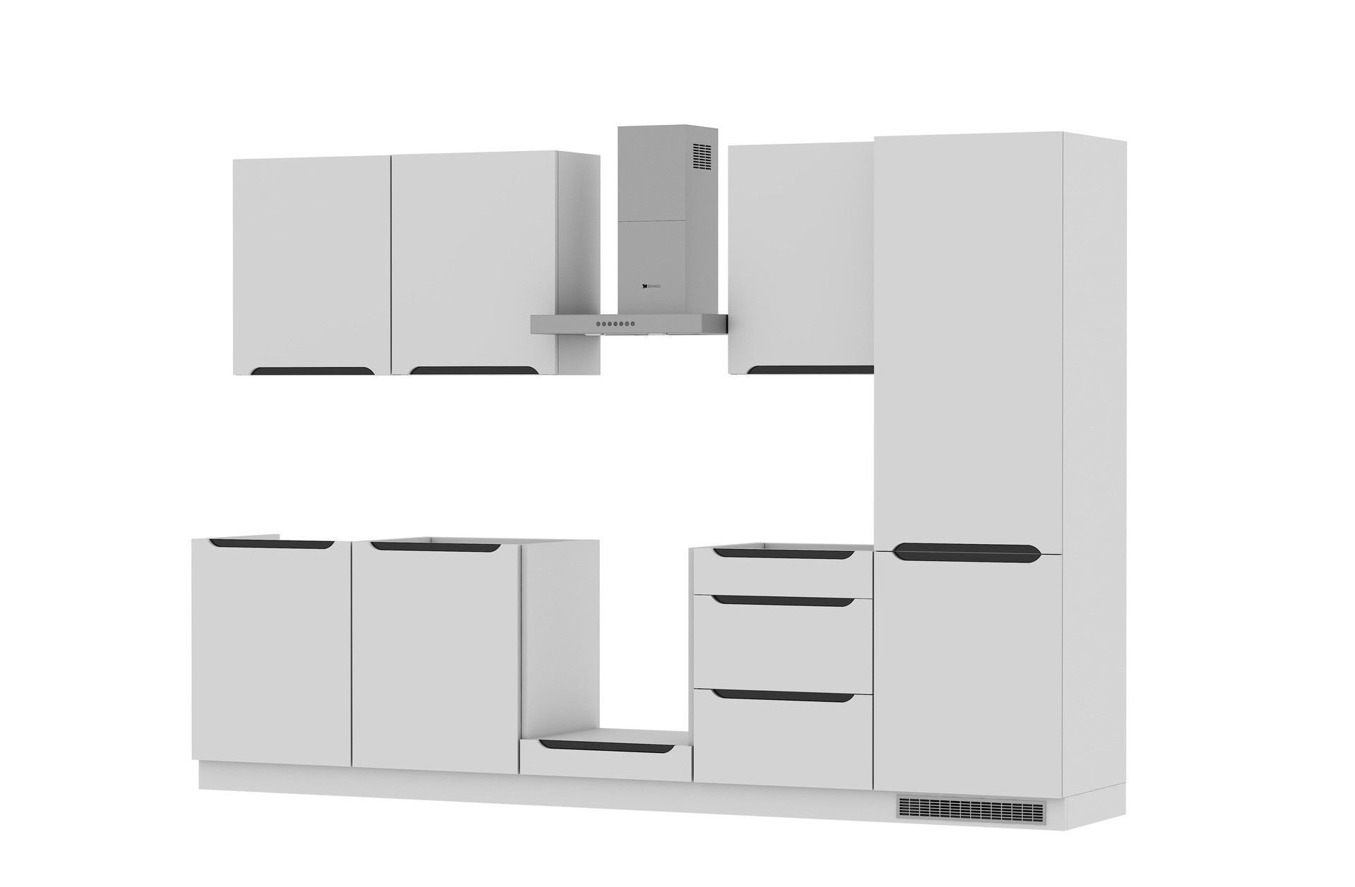 Zestaw Mebli Kuchennych Capri Prawy 300 Cm Mdf Folia Biały Mat Cichy Domyk Blum