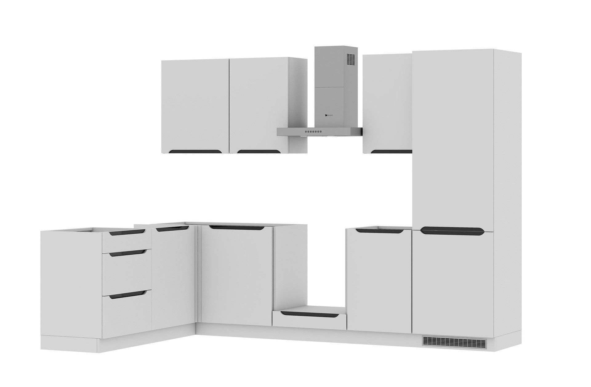 Zestaw Mebli Kuchennych Capri Lewy 280X180 Mdf Cm Folia Biały Mat Cichy Domyk Blum