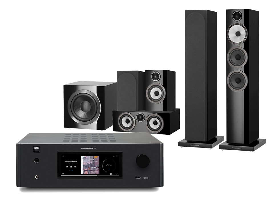 NAD T778 (czarny) + 704 S3 + 707 S3 + HTM72 S3 + DB4S (czarny)