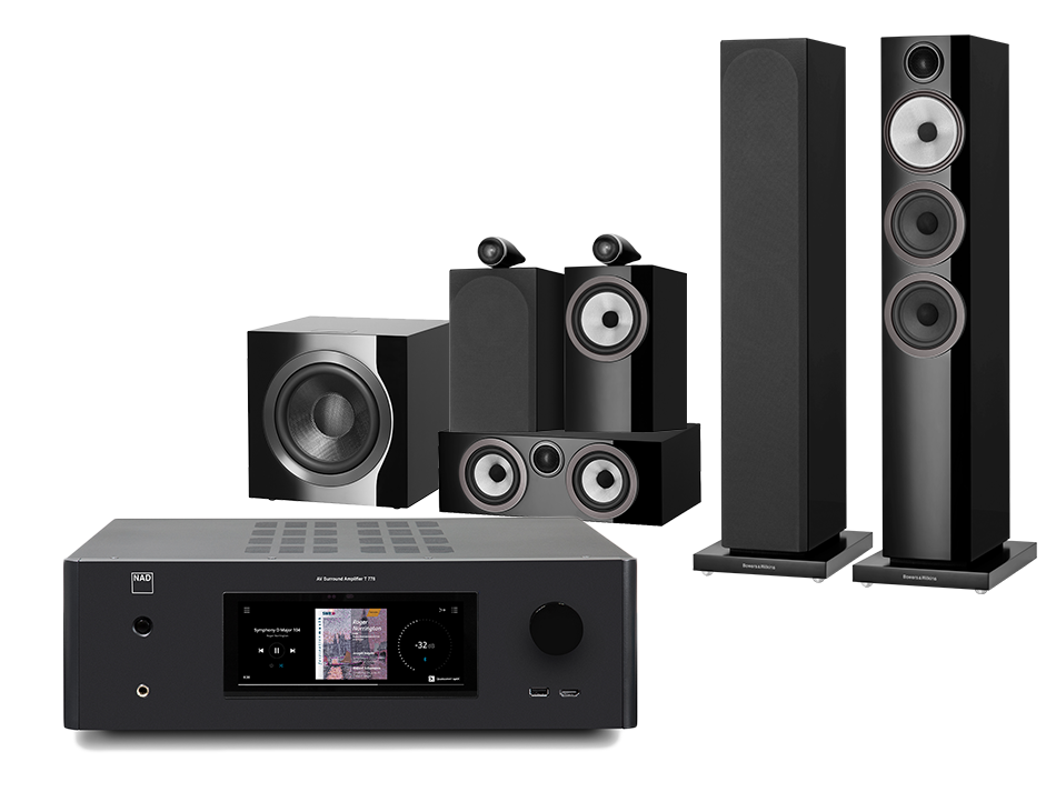 NAD T778 (czarny) + 704 S3 + 705 S3 + HTM72 S3 + DB4S (czarny)