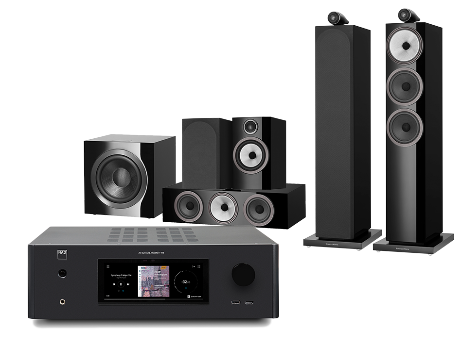 NAD T778 (czarny) + 703 S3 + 706 S3 + HTM71 S3 + DB4S (czarny)