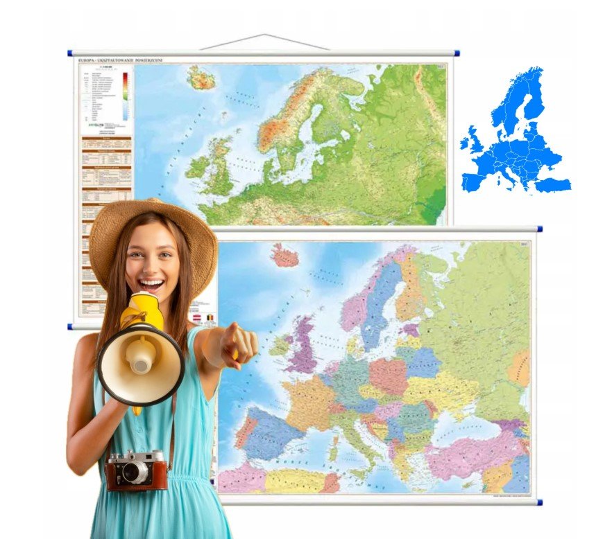 Europa mapa ścienna polityczno - fizyczna dwustronna, 1:4 500 000