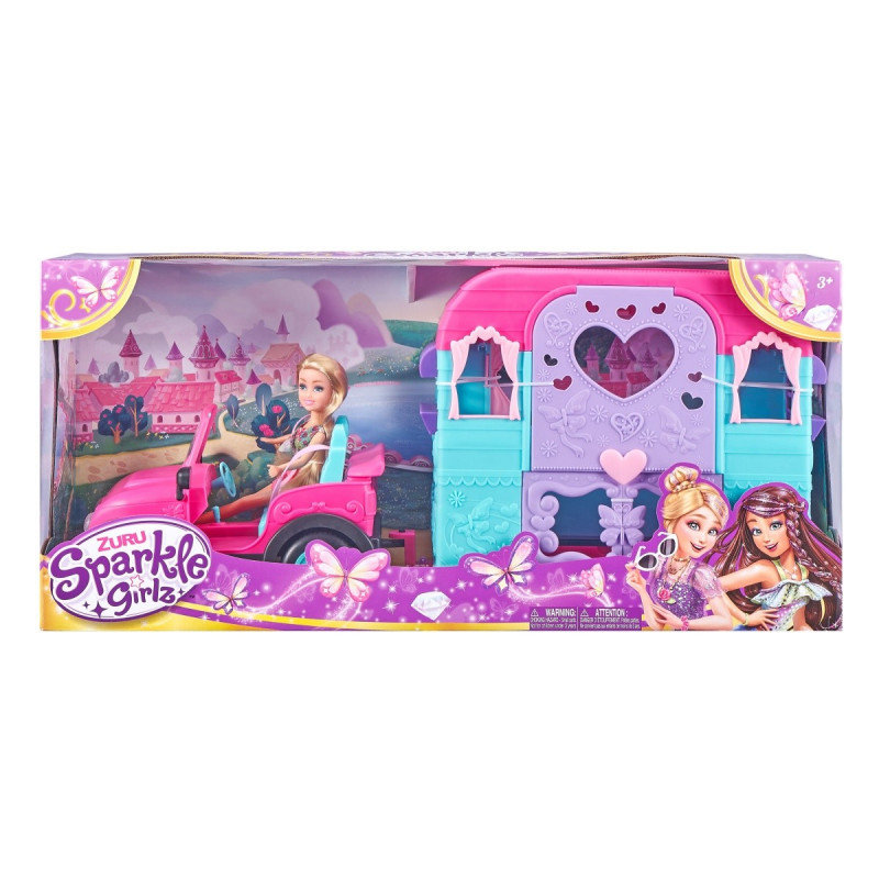 ZURU Sparkle Girlz, Lalka 10.5 cala, Jeep z przyczepą kempingową