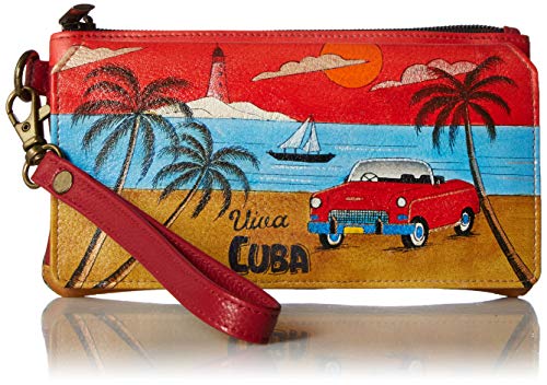 Anna by Anuschka Damski ręcznie malowany organizer portfel, skóra, ręcznie malowany, - Viva Kuba. - jeden rozmiar