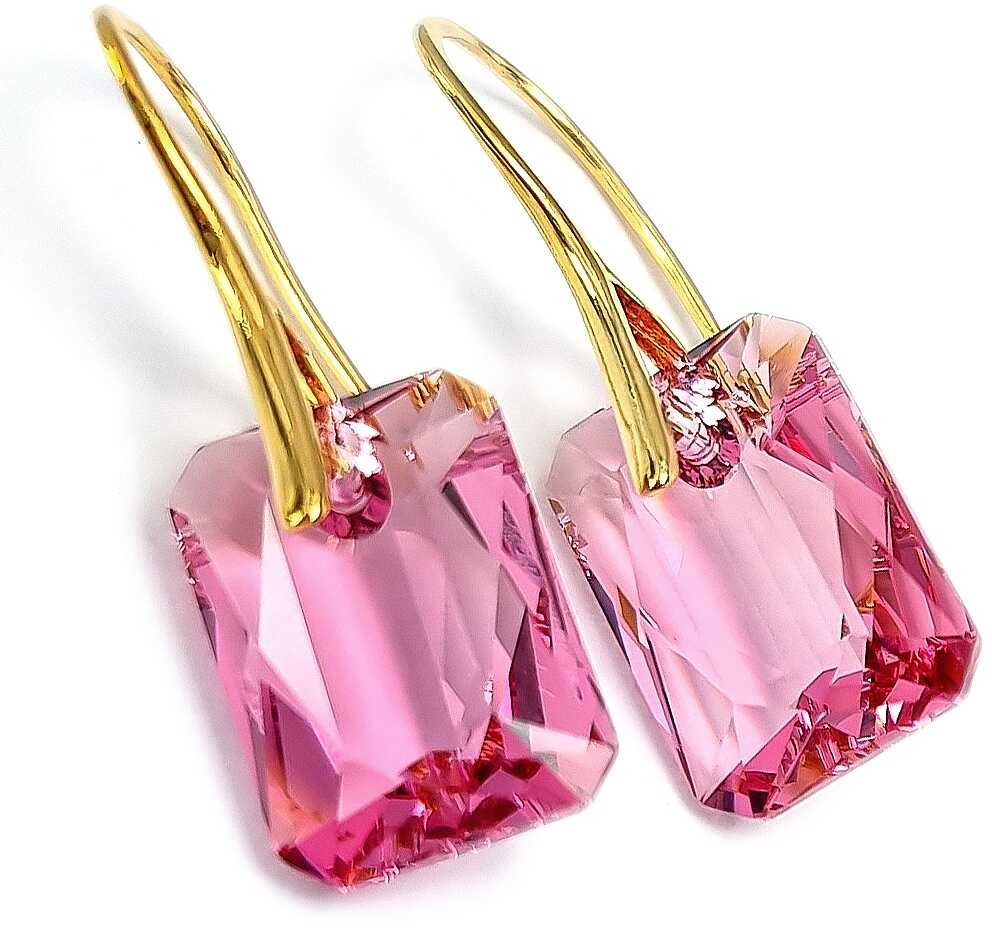 Piękne Kolczyki Kryształy Crystal Classic Light Rose Gold Złote Srebro Certyfikat