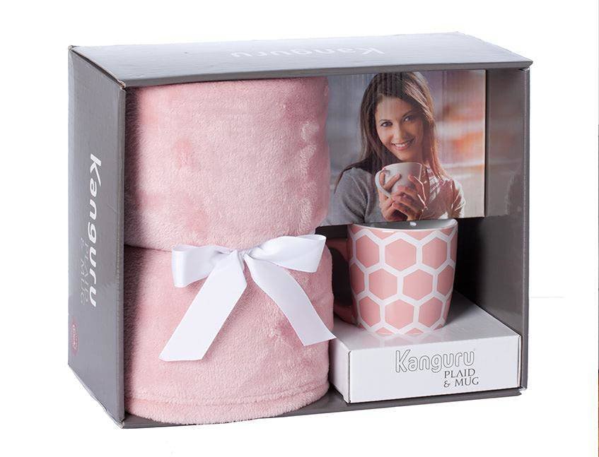 Kanguru róża koc z mikrofibry filiżanka, filiżanka, Pink, Single, 130 x 170 x 3 cm 1150