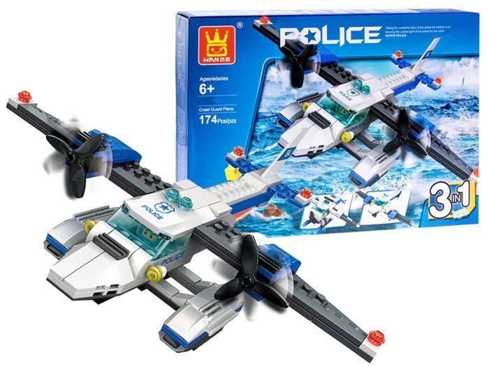 Kreatywne KLOCKI POLICJA SAMOLOT 3w1 174 el.