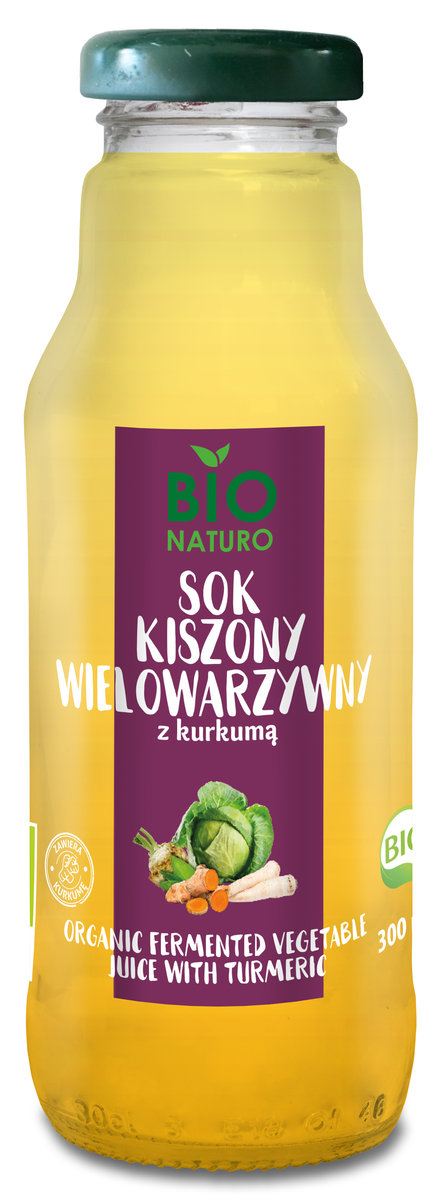 Sok kiszony wielowarzywny z kurkumą 100% 300ml Bionaturo