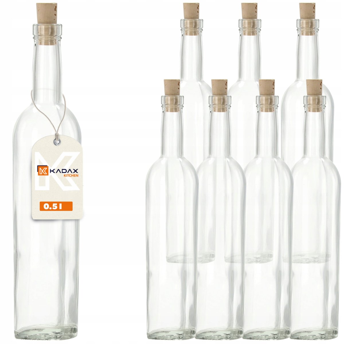 KADAX Butelka Na Nalewki Z Korkiem Wino fi19 8szt