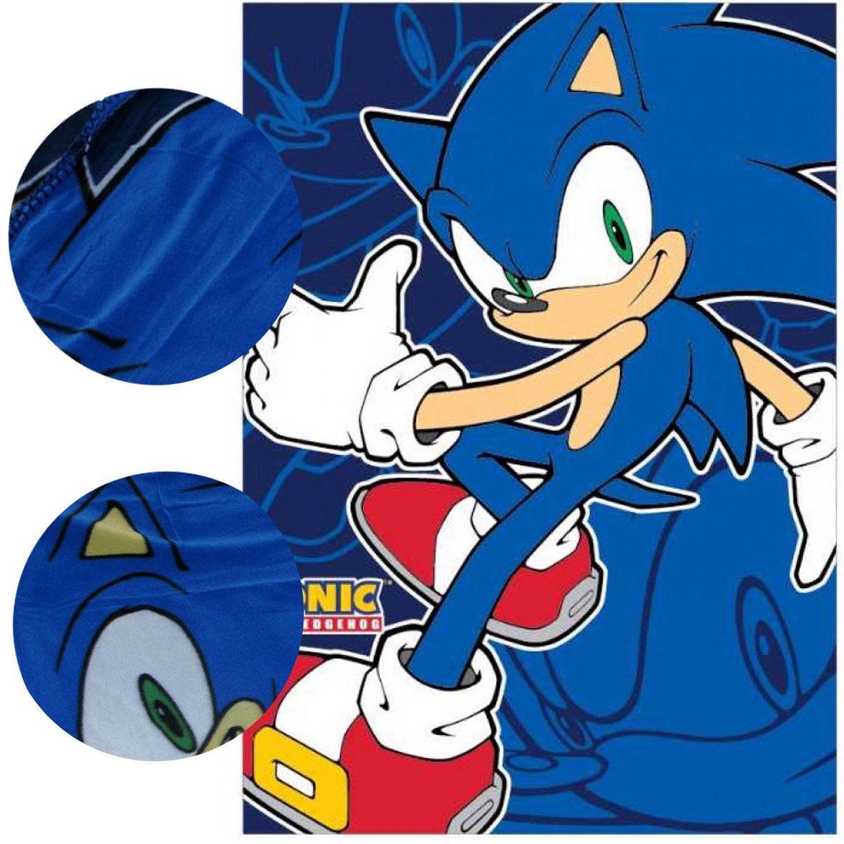 Kocyk dla dziecka KOC polarowy dziecięcy 100x140 niebieski Szybki Jeż Sonic