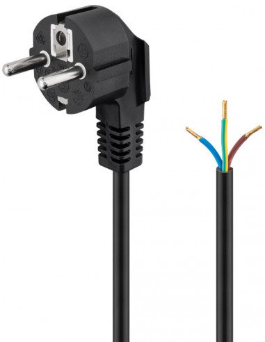 Kabel ochronny stykowy kątowy do montażu, 3 m, czarny - Długość kabla 3 m