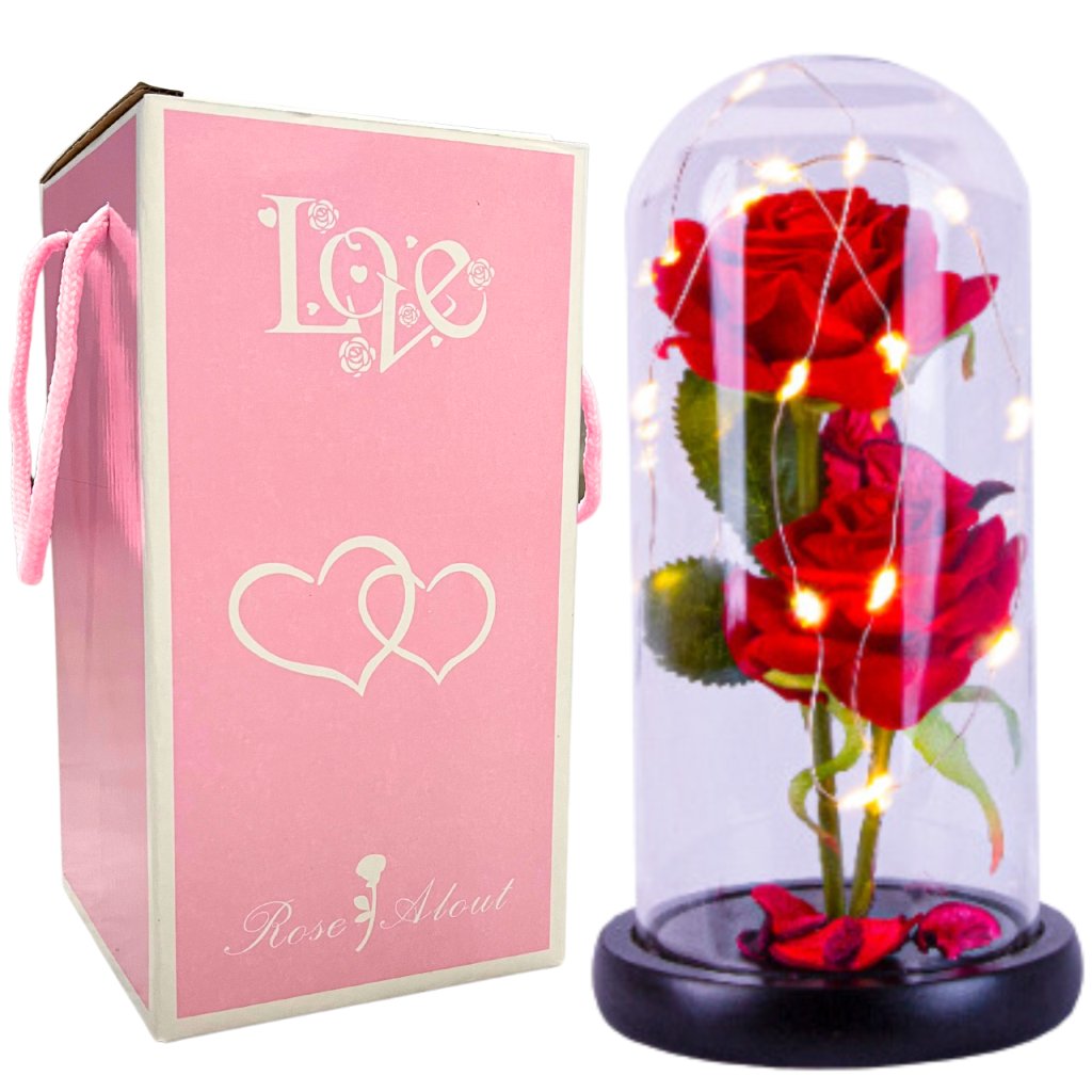 Wieczna Róża w Szkle Świecąca Led Prezent Święta Mikołajki Pudełko