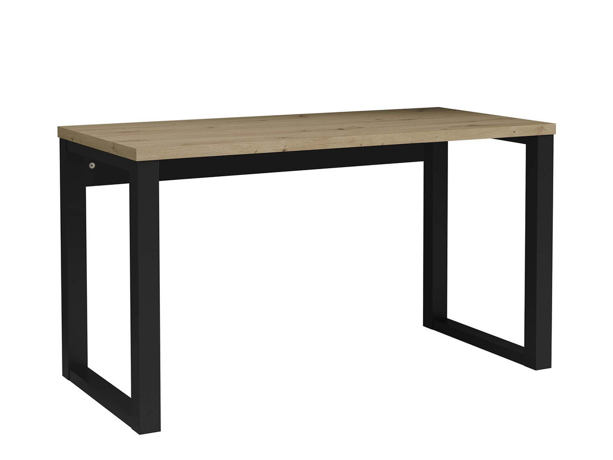 Biurko loft proste nowoczesne blat dąb artisan + czarny 135 cm