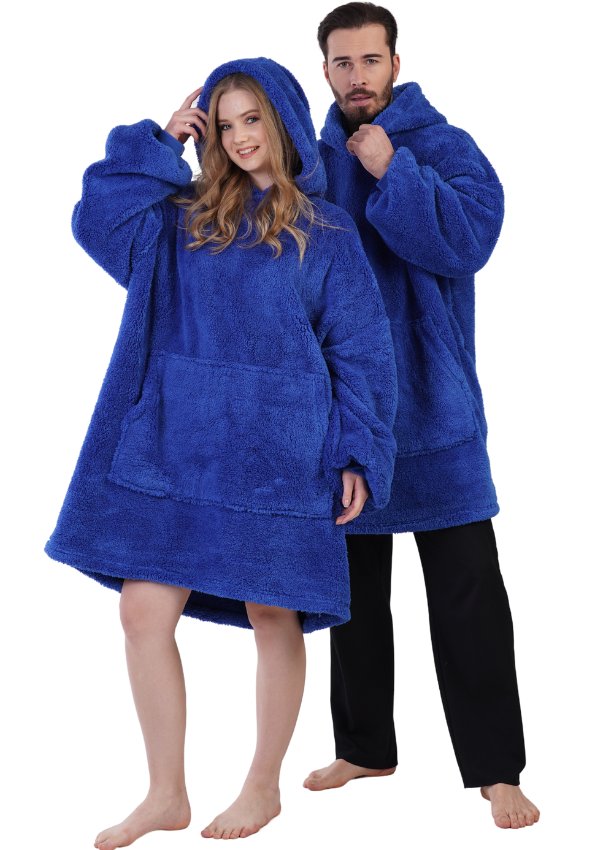 BLUZA KOC oversize kocobluza pluszowa 2w1 szlafrok z kapturem duża gruba