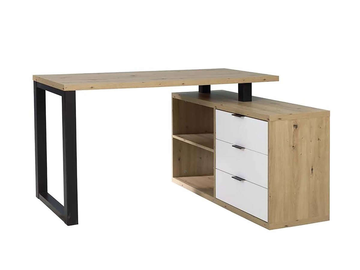 Biurko MAX 2 narożne loft artisan białe czarne  nowoczesne 135 cm