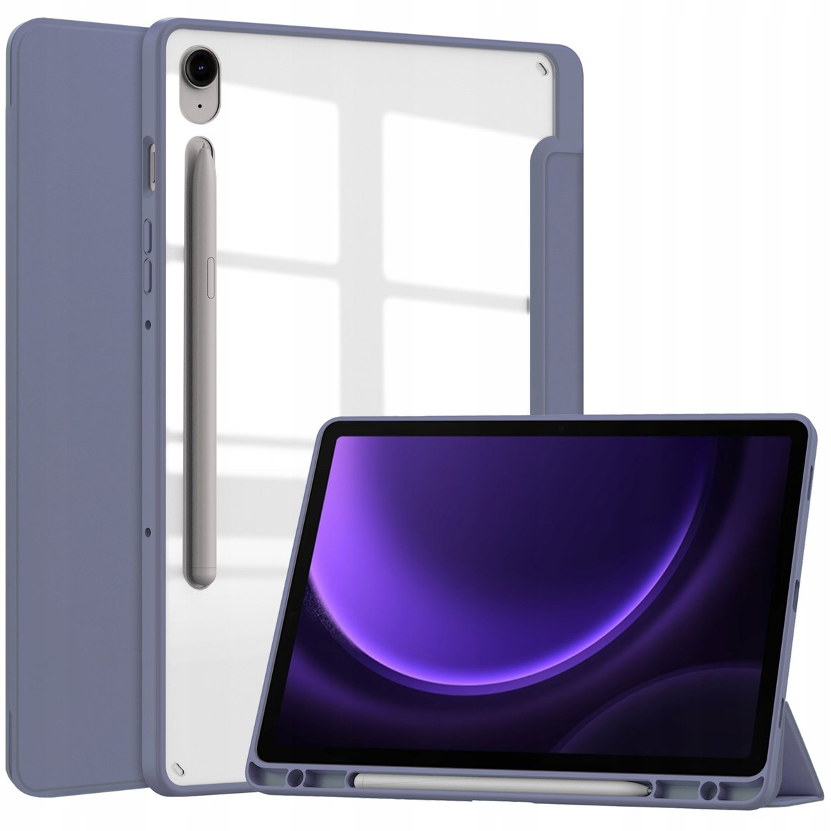 Etui Bizon Case Tab Clear Matt do Samsung Galaxy Tab S9 FE, lawendowe