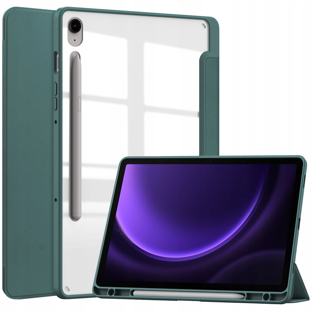 Etui Bizon Case Tab Clear Matt do Samsung Galaxy Tab S9 FE, ciemnozielone