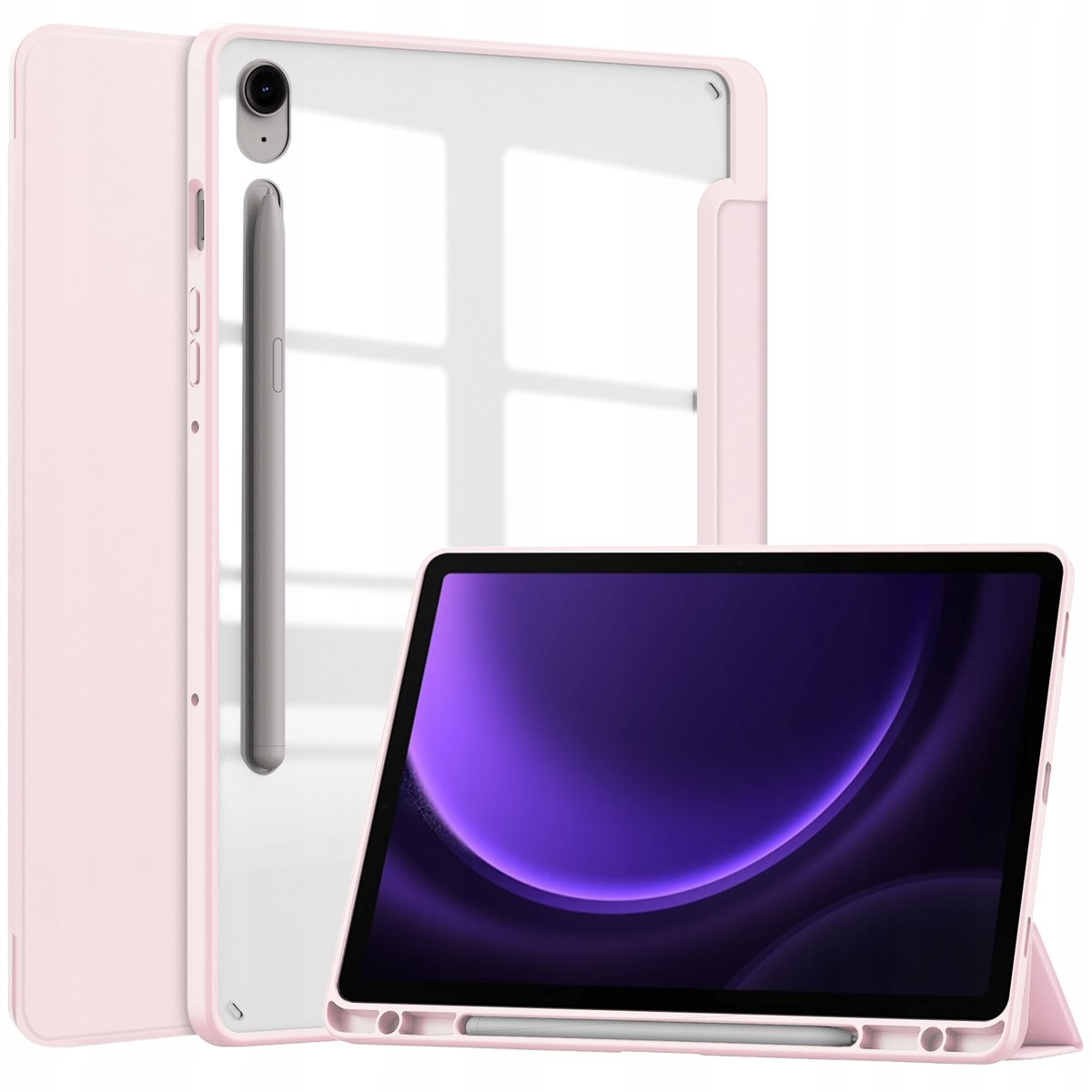 Etui Bizon Case Tab Clear Matt do Samsung Galaxy Tab S9 FE, jasnoróżowe