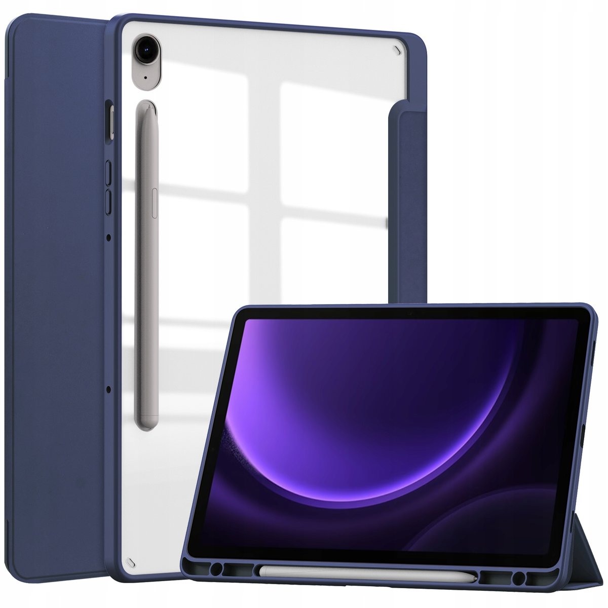 Etui Bizon Case Tab Clear Matt do Samsung Galaxy Tab S9 FE, granatowe