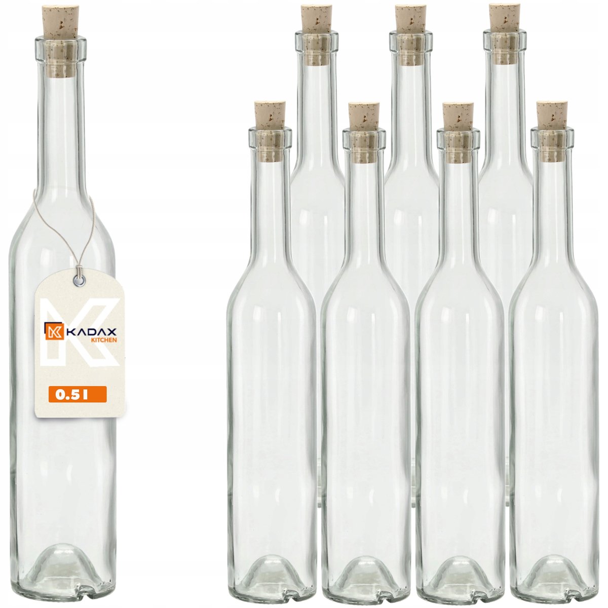 KADAX Butelka Na Nalewki Z Korkiem Wino fi19 8szt