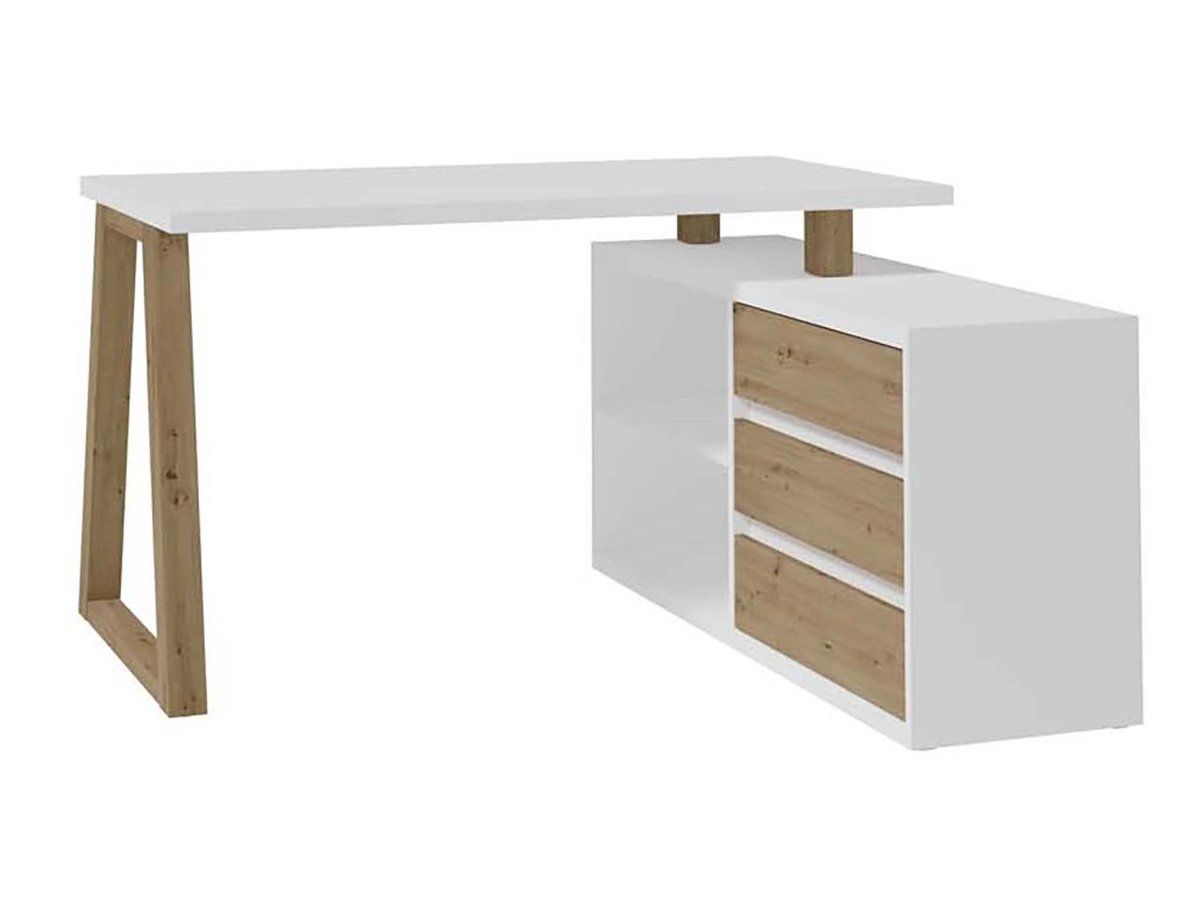 Biurko narożne IGA II artisan białe nowoczesne 135 cm