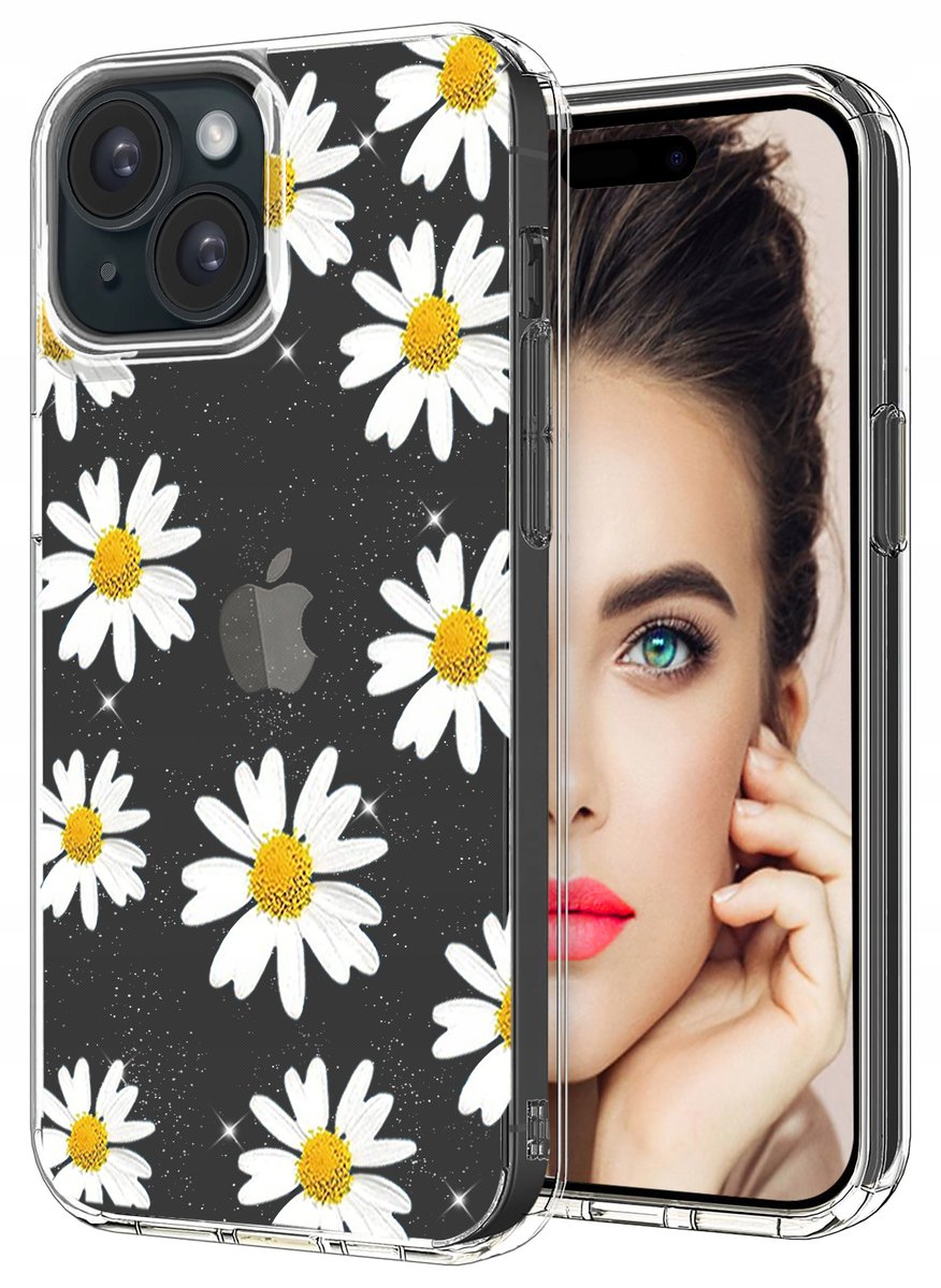 ETUI do Apple iPhone 15 WZORY BROKAT CASE PRZEŹROCZYSTE PLECKI + SZKŁO 9H
