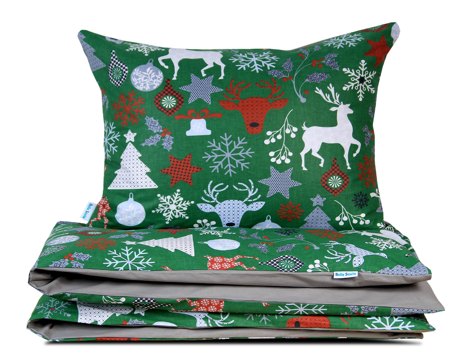 Pościel dziecięca 100x135 bawełniana Ozdoby choinkowe z plecaczkiem