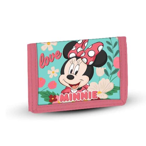 Minnie Mouse Garden zielony portfel na rzepy, wielokolorowy, 21,5 x 9 cm, wielobarwny, Portfel na rzepy Ogród Zielony