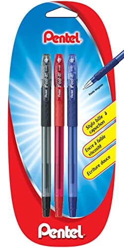 Pentel Ifeel it! BX487 długopis, średnia końcówka, 0,7 mm, czarny, czerwony, niebieski, 3 sztuki
