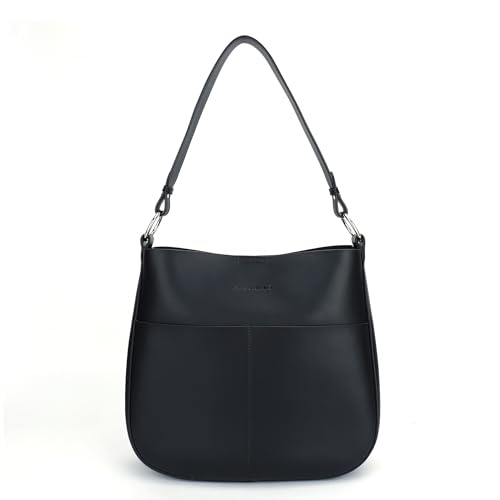 Carlheim Women's Totebags Statement Genuine Leather, Black, czarny, Rozmiar uniwersalny, Minimalistyczny