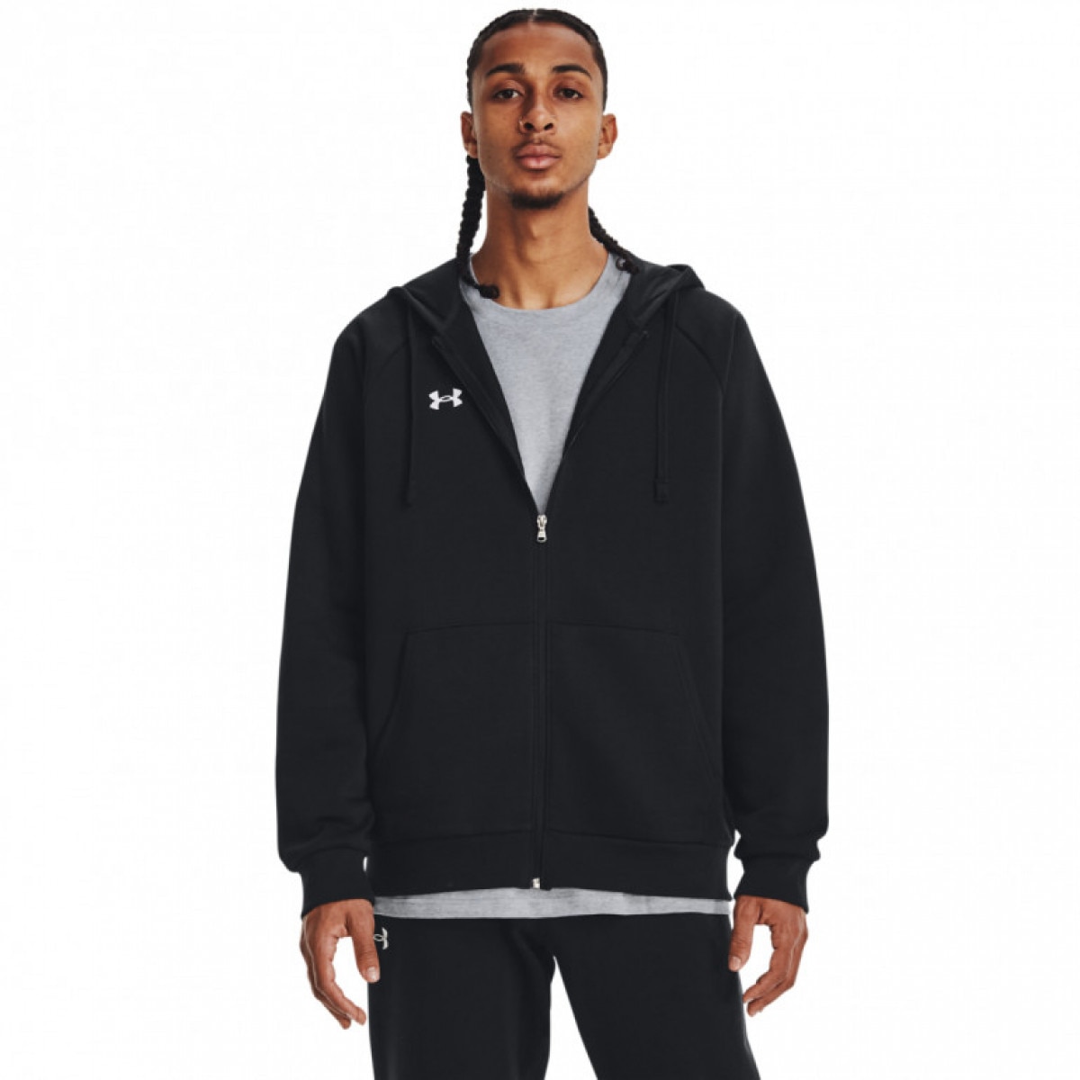 Męska bluza dresowa rozpinana z kapturem Under Armour UA Rival Fleece FZ Hoodie - czarna - UNDER ARMOUR