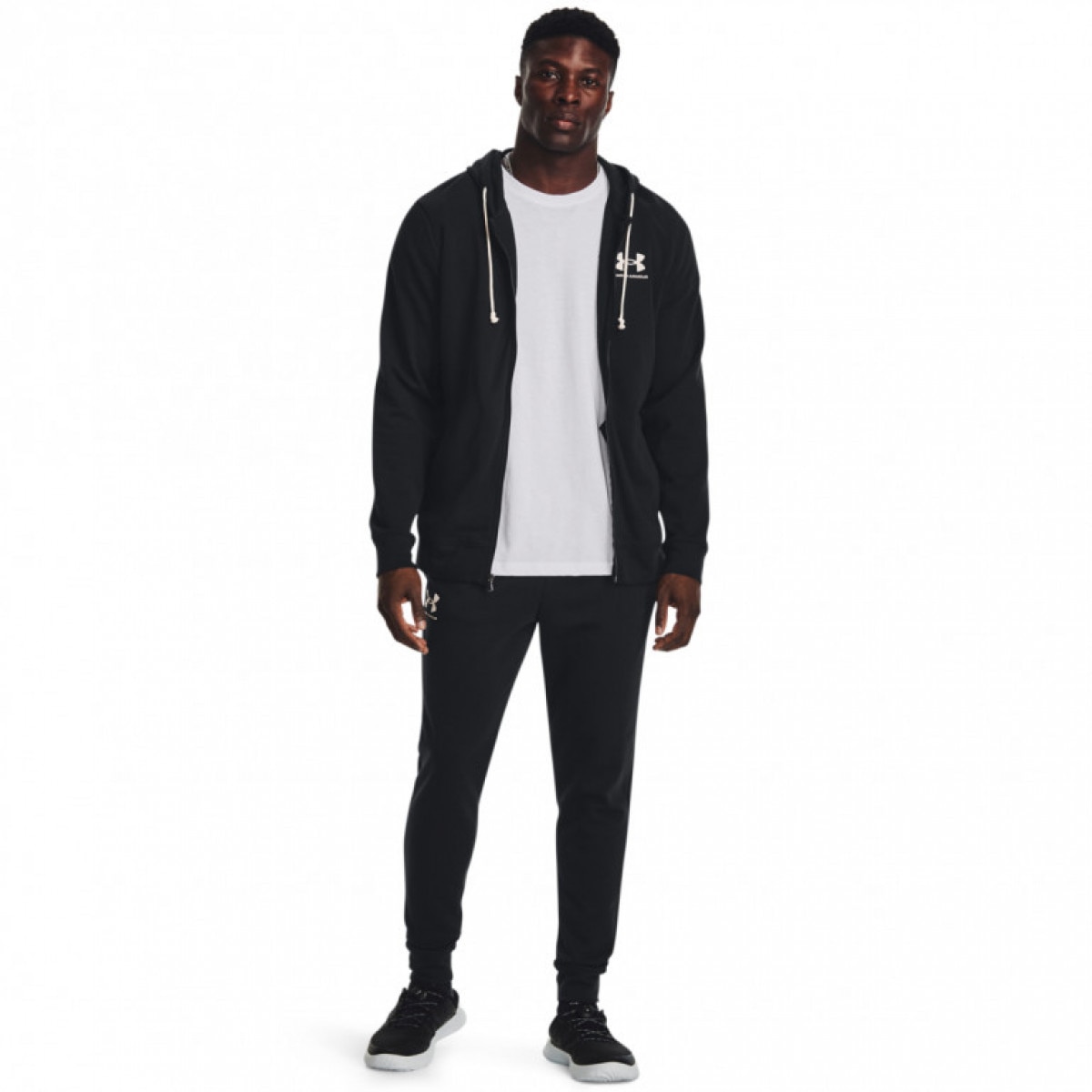 Męskie spodnie dresowe Under Armour UA Rival Terry Jogger - czarne - UNDER ARMOUR