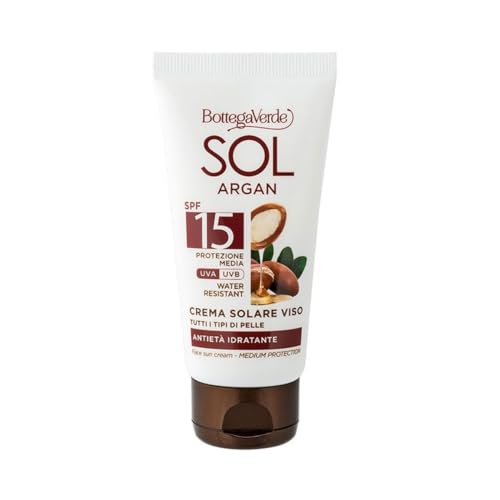 Bottega Verde - SOL Argan - Krem do twarzy - środek przeciwstarzeniowy nawilżający - SPF15 średnia ochrona (50 ml) - wszystkie rodzaje skóry