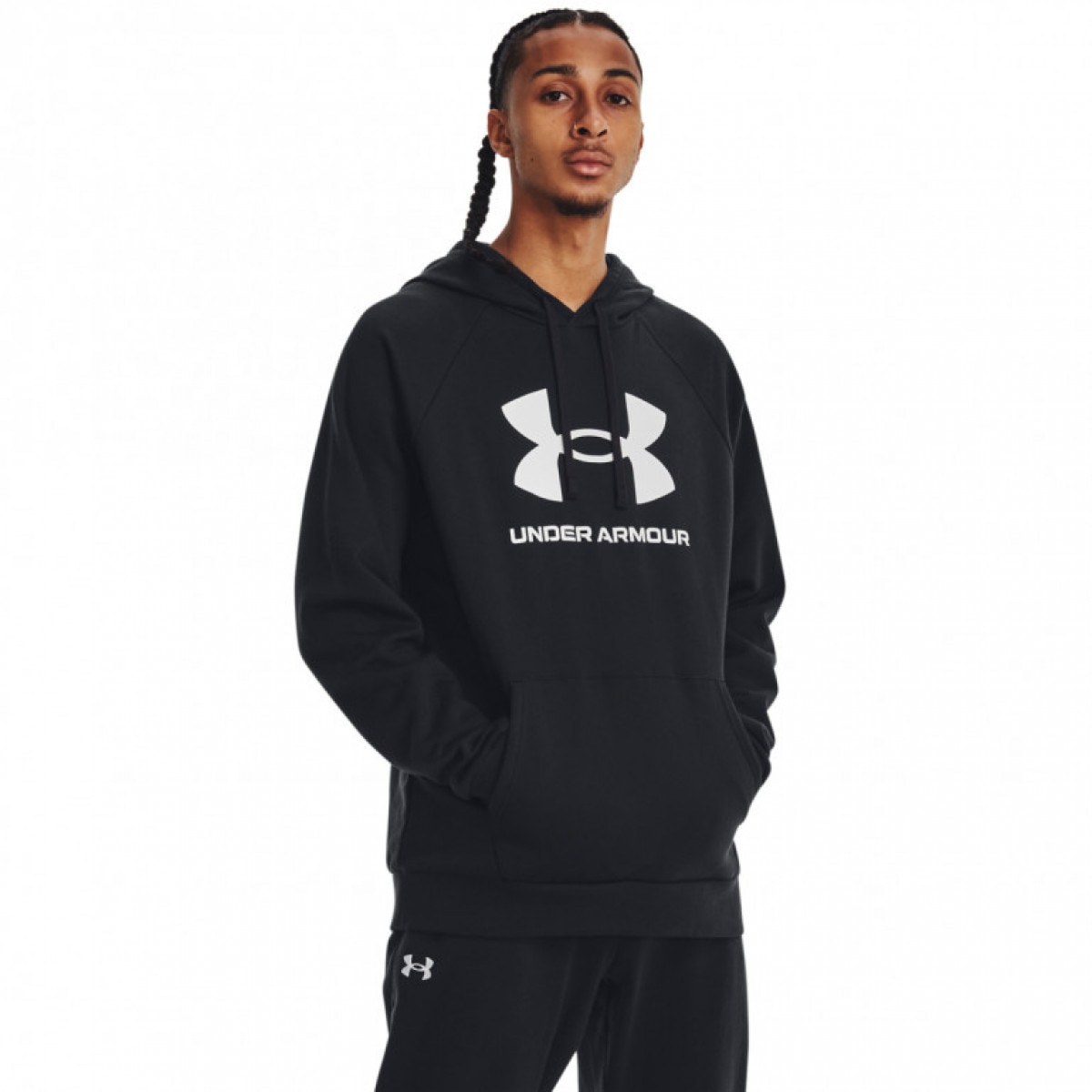 Męska bluza dresowa nierozpinana z kapturem Under Armour UA Rival Fleece Logo HD - czarna - UNDER ARMOUR