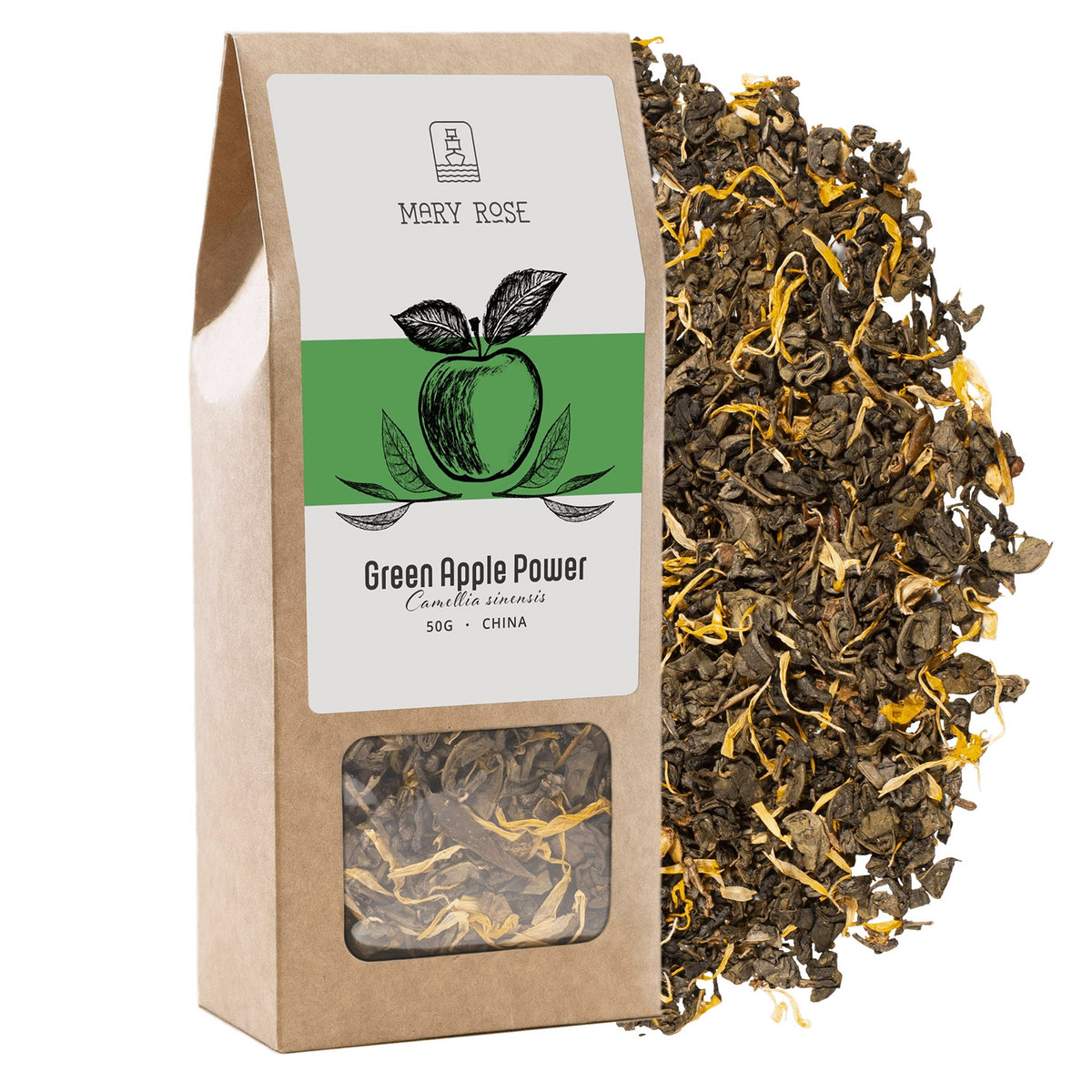 Mary Rose - Herbata Zielona Green Apple Power - 50 G