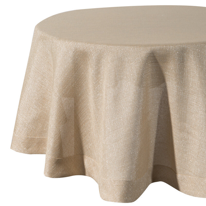 Obrus Stella 1 180 cm okrągły złoty o strukturze płótna z dodatkiem złotej nici Eurofirany