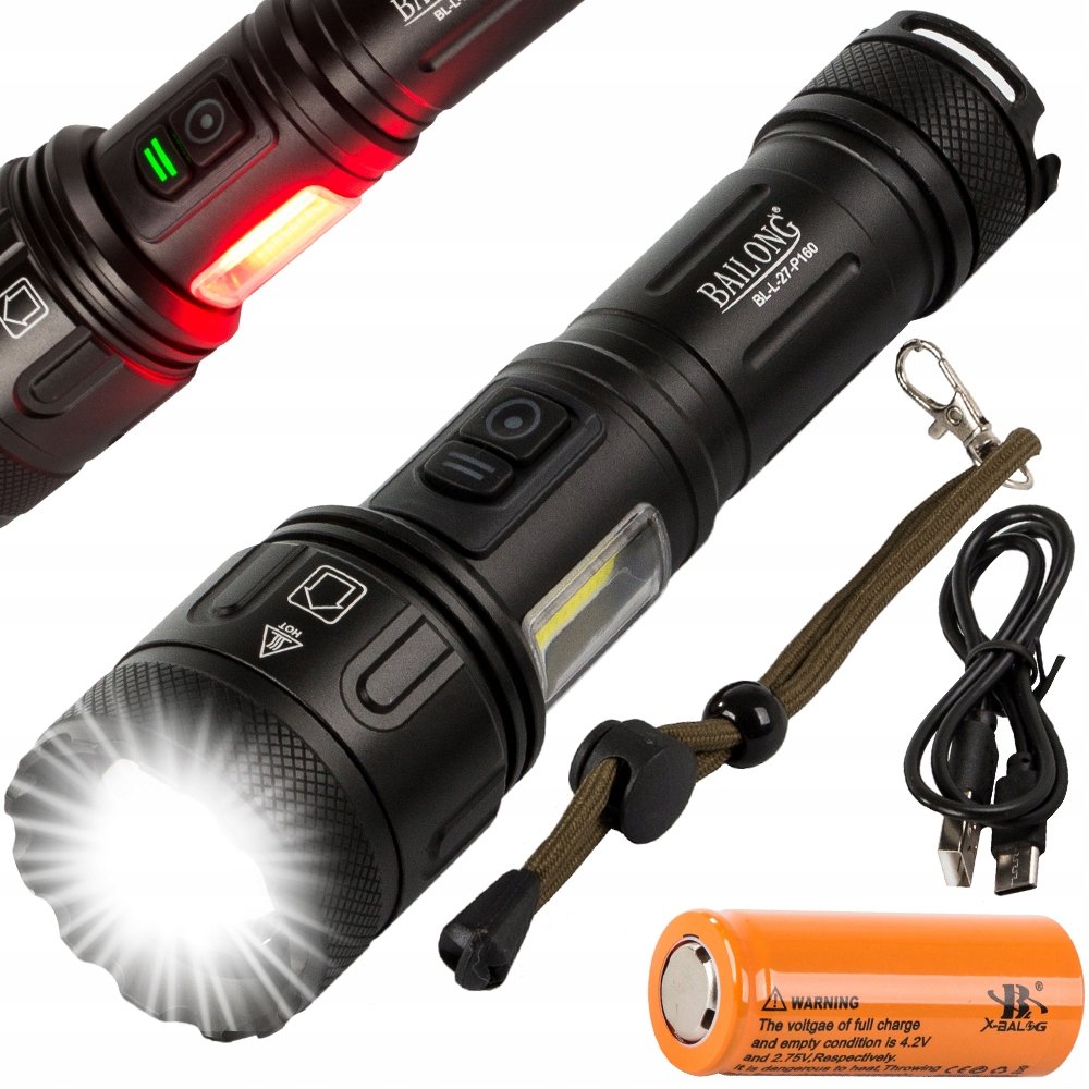 LATARKA TAKTYCZNA BAILONG CREE LED XHP160 COB MOC