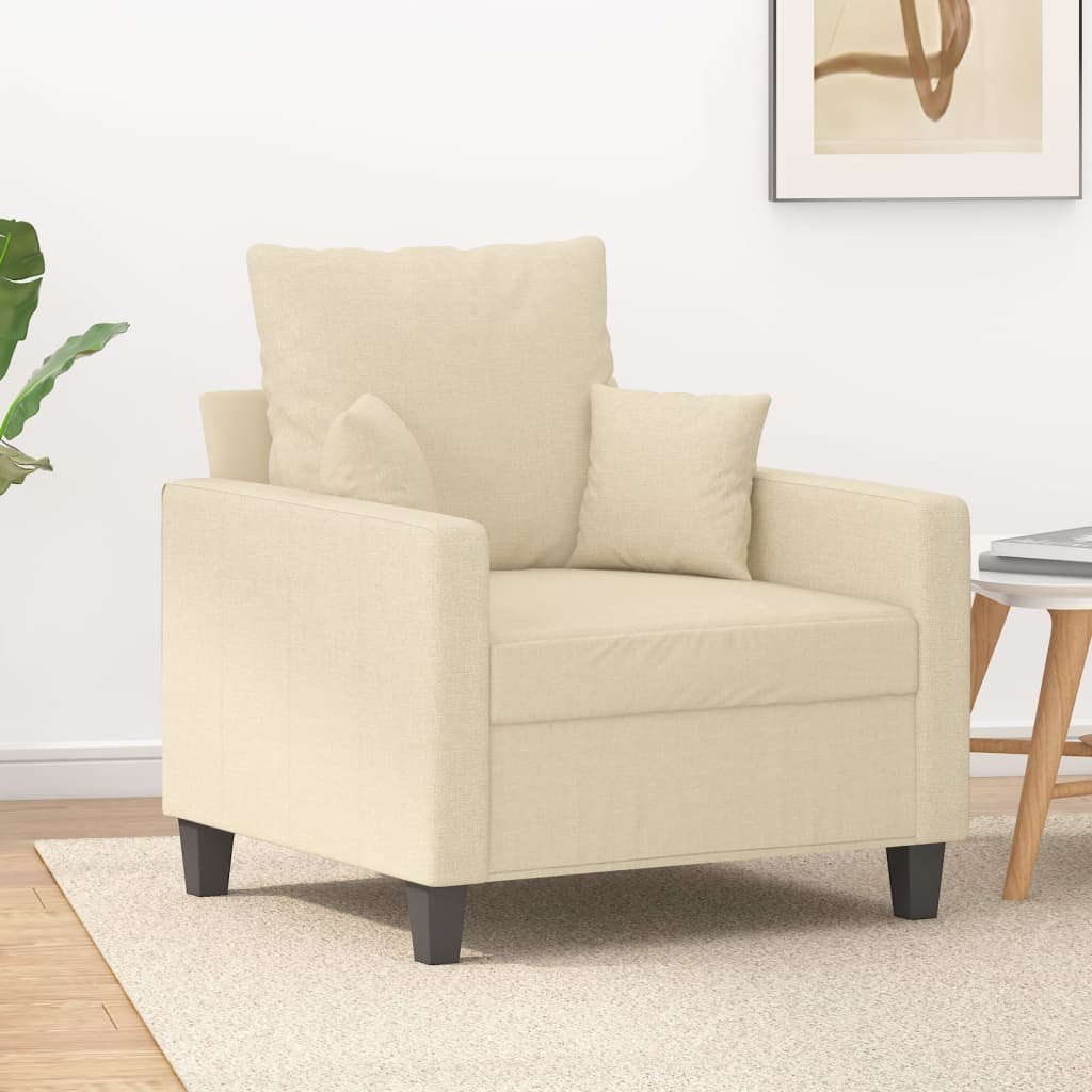 vidaXL Fotel, kremowy, 60 cm, obity tkaniną