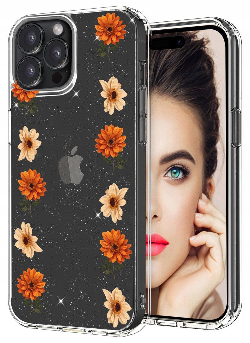 ETUI do Apple iPhone 15 Pro WZORY BROKAT CASE PRZEŹROCZYSTE PLECKI + SZKŁO