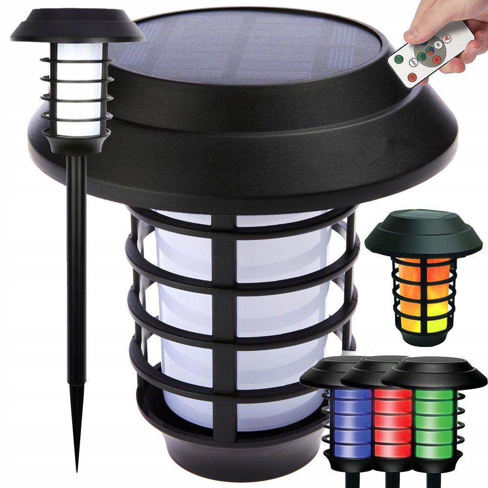 Lampa Ogród Solarna Pochodnia Latarnia Rgb Pilot
