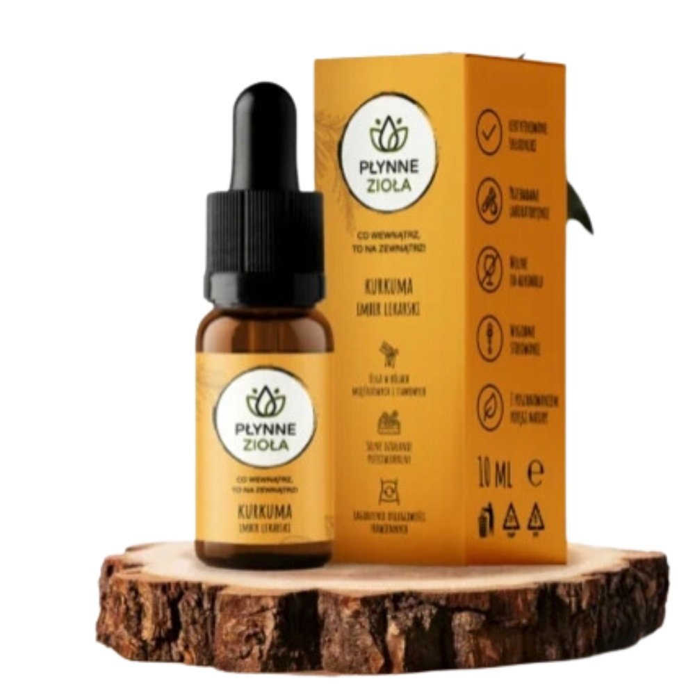 Płynne Zioła, Kurkuma, Imbir 9400 mg Przeciwzapalne, Wzmacniające, Antyoksydacyjne, 10ml