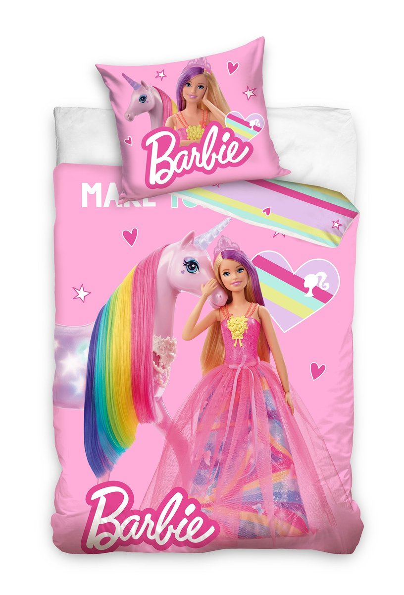 Carbotex, Komplet pościeli bawełnianiej 140X200 + 70X90, Barbie
